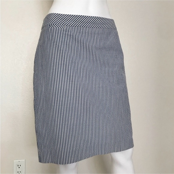 J.Crew 6 the pencil Skirt blue off white skirt - Picture 16 of 16